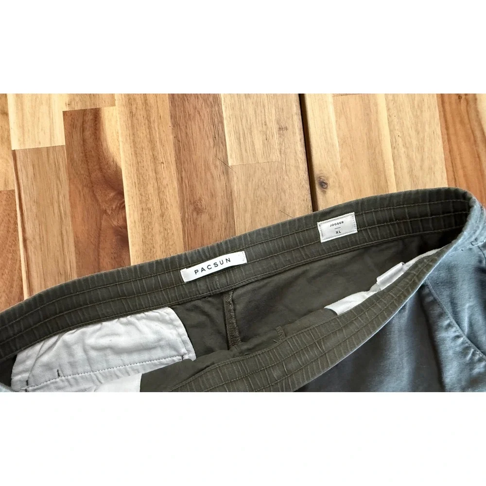 PacSun Mens XL Olive Green Jogger Pants Elastic Waist Drawstring Casual Twill